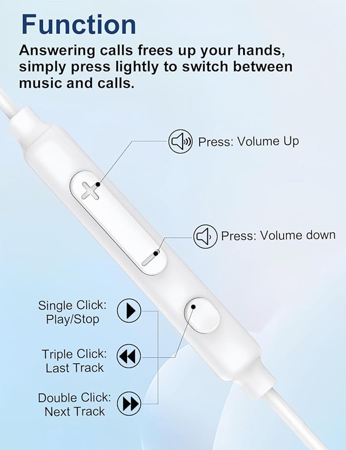 MAS CARNEY Wired Earbud in-Ear Headphones 3.5mm Jack with Microphone for Apple iPhone, Sony, Samsung, Laptop, Computer, Kids and School - Plug in Earbuds Wired Ear Buds in-Ear Earphone Wire AUX - WH9