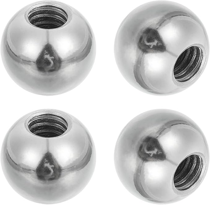 PATIKIL 4Pcs 17mm Ball Nuts Knob, M8 UNC Female Threaded Steel Swivel Ball Joint Adapter Converter for Super Clamp Camera Hot Shoe Mount Light Tripod Phone Holder, Silver