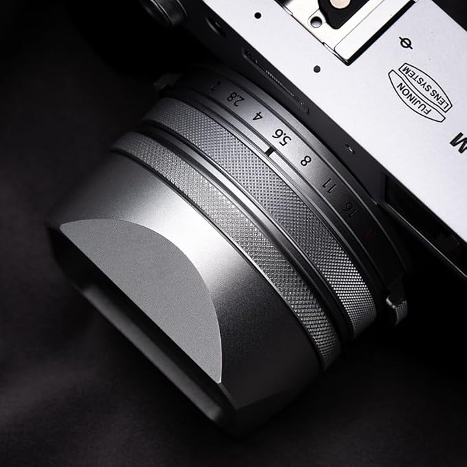 Metal Square Lens Hood (with Cap) with 49mm Adapter Ring for Fujifilm X100V/X100VI Camera Accessories (X100VI-Lens Hood-Silver)