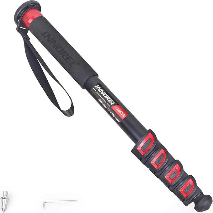 INNOREL U285A Camera Monopod 66.9 in/170 cm Aluminum Alloy 5-Section with Fast Flip Lock Travel Monopod for Canon Nikon Sony DSLR Camera Video Camcorder DV Photography Bracket Load 22 lb/10 kg