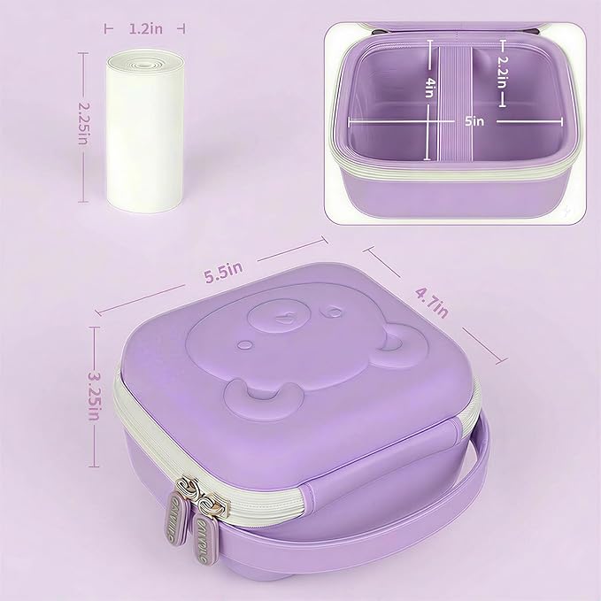 PAIYULE Kids Instant Print Camera Case with 3 Rolls Prints Paper Compatible with ESOXOFFORE for Dylanto for DUDUDRAGON for GKTZ for ETIKEZ for Dafotil Toddler Digital Cameras(Bear Light Purple)
