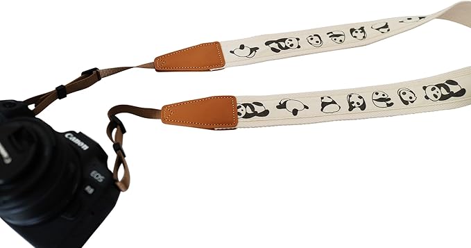 Original Design, Personalized Adjustable Cute Cotton PANDA Camera Strap, Fit for Canon Nikon Sony Olympus Interchangeable Lens Digital Camera/DSLR etc. (Panda)