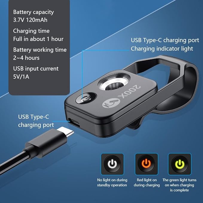 Nano Zoom 200x for iPhone, Phone Microscope Lens, 200x Phone Mini Pocket Microscope, Nanozoom 200x Magnification Zoom for iPhone, with LED Hd (MS002BK Without CPL)