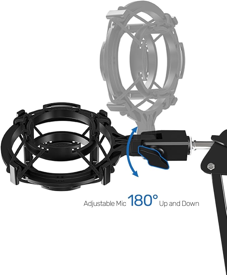 Custom Built Shock Mount with Pop Filter for AT2020 Microphones, Reduces Vibration Noise and Shockmount Improve Recording Quality for Audio Technica AT2020 AT2020USB+ AT2035 AT4040 Condenser Mic