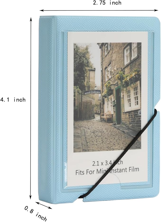 Mini Instant Film Polaroid Photo Album Book For 3 Inch Fujifilm Instax Mini 12 11 9 99 8 7+ 40 EVO Camera Film, HP Sprocket, K-pop Photocards (Sky Blue, 1 Pack)
