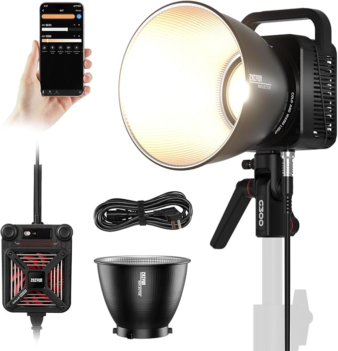 ZHIYUN MOLUS G300 [Official], 300W COB Bi-Color LED Video Light, Bowens Mount, 500W MAX Extreme Mode, App Control, Ultra Quiet, 2700K-6500K, CRI 95+ TLCI 97+ 15500Lux/1M,14 Lighting Effects