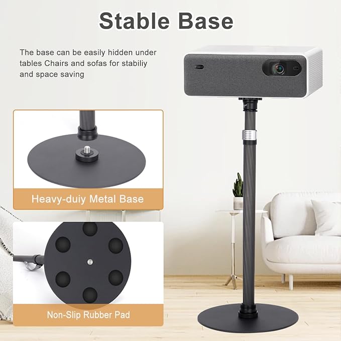 Koolehaoda Monopod Stand for Desk, 16"-28" Adjustable Carbon Fiber Extension Rod with Heavy Base, Table Mount Stand for DSLR Camera, Light, Webcam, Live Streaming, Vlogging