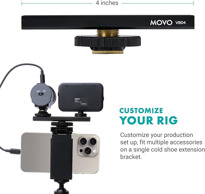 Movo USB-C Vlogging Kit for iPhone 15/16 - Phone Video Kit Accessories: Phone Tripod, Phone Mount, LED Light and Shotgun Microphone - Youtube Starter Kit for Content Creation, TikTok, Podcasts