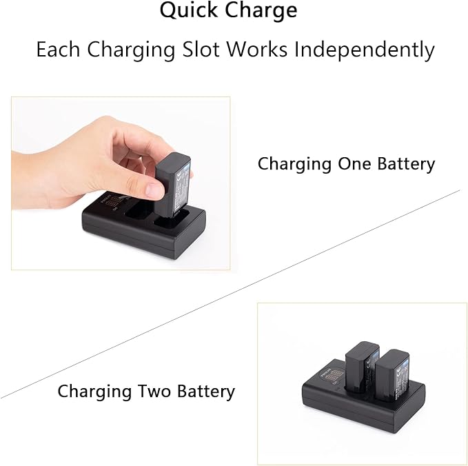 NP-FW50 Battery Charger with Smart LED Display Dual Charger/Rapid USB Camera Battery Charger Compatible with Sony BC-TRW Charger for NP-FW50 Battery Compatible with Sony Cameras