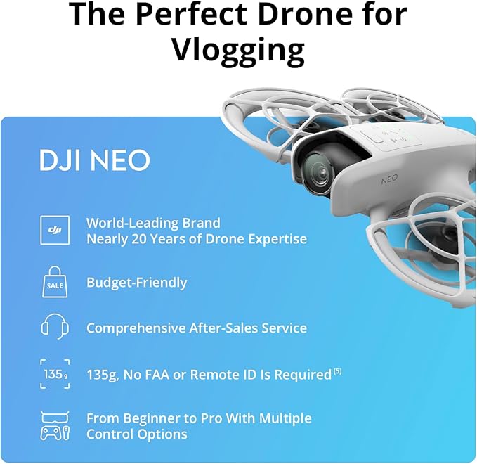 DJI Neo Three-Battery Combo, Mini Drone 4K UHD Camera for Adults, 135g Self Flying Drone That Follows You, Palm Takeoff, Subject Tracking, QuickShots, Stabilized Video (Controller-Free), Gray