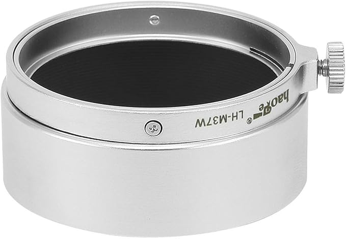 Haoge LH-M37W Metal Lens Hood for Leica Leitz Elmar 3.5cm 35mm f3.5 A36, Elmar 50mm f3.5 A36, Summaron 3.5cm 35mm f3.5 A36 and Other Lens with 36mm Outside Size Silver