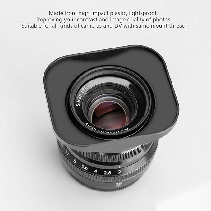 Qiilu Square Lens Hood Shade, Accessory for Camcorder Digital for DV and Digital Video Camera Lens Filter(52mm)