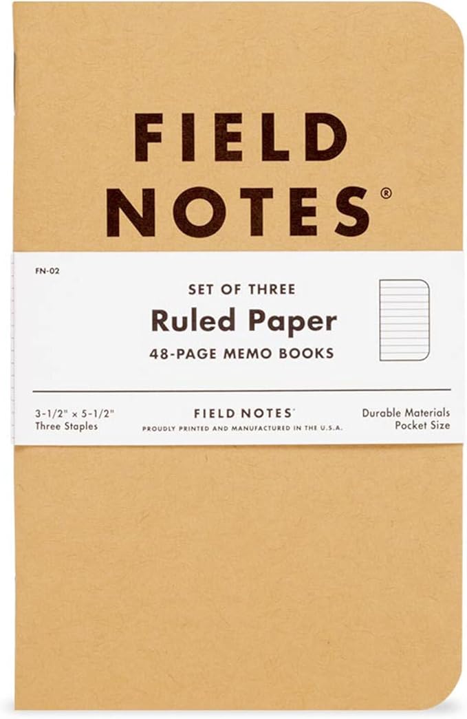 Field Notes: Original Kraft 3-Pack - Ruled Paper Memo Books - Lined 48 Page Pocket Notebooks - 3.5" x 5.5"