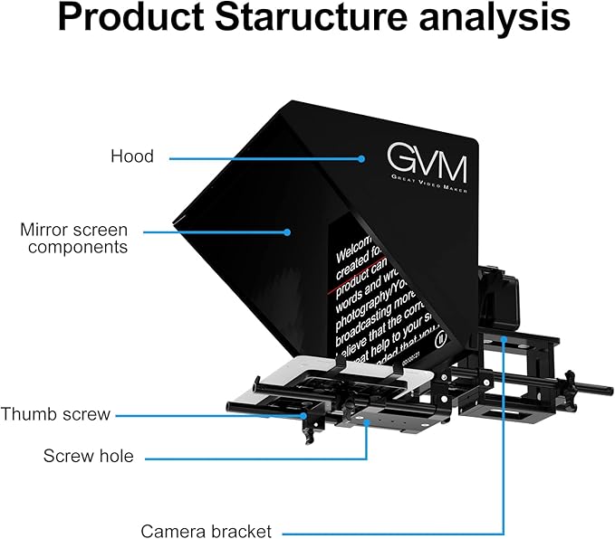 GVM Teleprompters for ipad Tablet DSLR Camera Portable 18'' Teleprompter Kit with Remote Control & App,Solid Aluminum Constructions,Colorless Spectroscope,Ultra HD Wide-Angle Lens