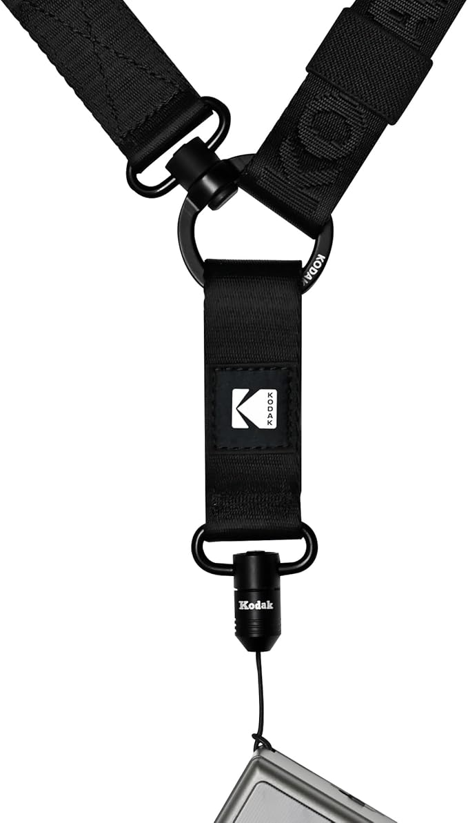 KODAK Multi-Purpose Camera Strap (Black) - Quick-Detach System, Lightweight, Durable Metal Swivels, Multiple Usages, SLR Cameras, Compact Cameras, Smart Phones