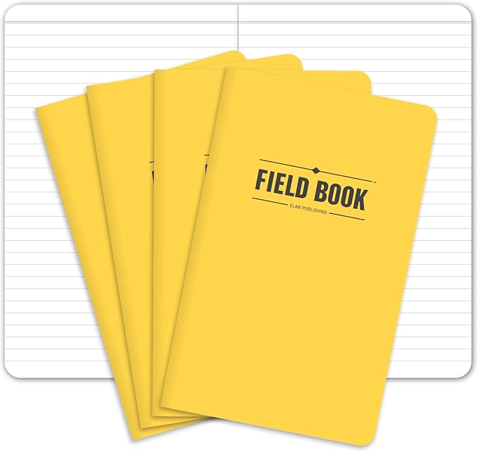 Elan Publishing Company Field Notebook/Journal - 5"x8" - Yellow Cover - Lined Memo Book - Pack of 4