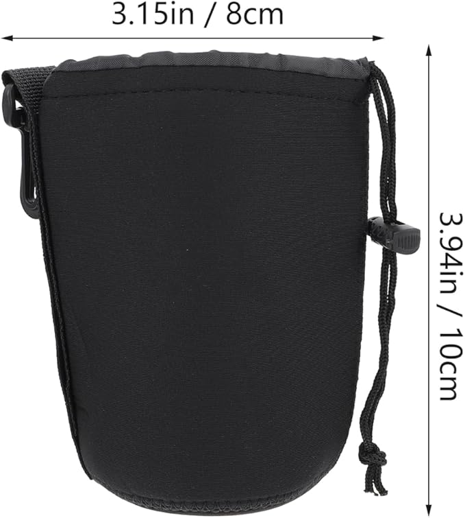 Neoprene Camera Lens Bag Pouch for Dslr Lenses 3.93X3.14X3.14 Inch Compact Protective Case Shockproof Thermal Insulation Drawstring Cover