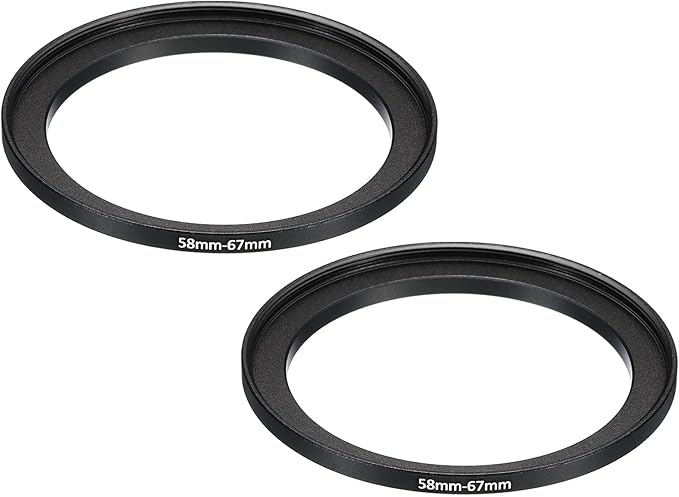 PATIKIL 58mm-67mm Metal Step Up Ring, 2 Pack Camera Lens Filter Adapter Ring Aluminum Filter Adapter Ring for Camera Lenses Hood, Black