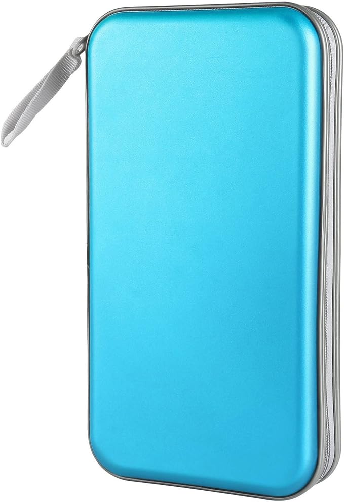 CD Case Holder, 80 Capacity CD/DVD Case Holders Wallet Hard Plastic CD DVD Disc Cases Storage Binder for Car Home Office Travel (Sky Blue)