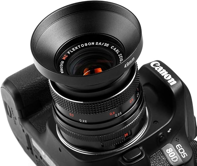 62mm Wide Angle Lens Hood,Universal Metal Lens Hood Sunshade with Centre Pinch Lens Cap for Canon Nikon Sony Pentax Olympus Fuji Camera +Microfiber Cleaning Cloth