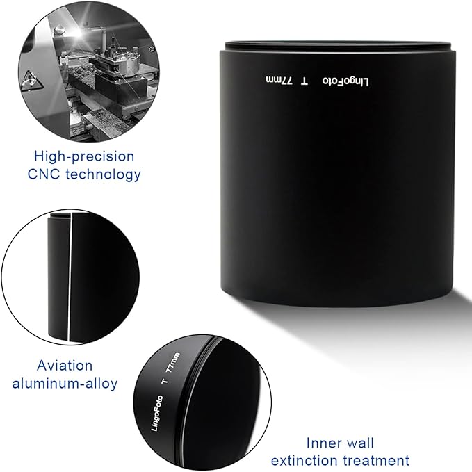 77mmx78mmm Screw in Metal Lens Hood for Mirror Tele Reflex Camera Lens with 77mm Filter Thread Absorb Unnecessary Ambient Light