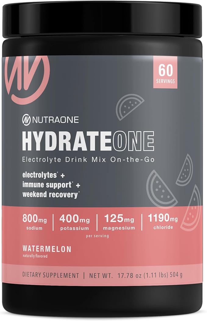 HydrateOne, Electrolyte Drink Mix On-The-Go | Watermelon, 60 Servings