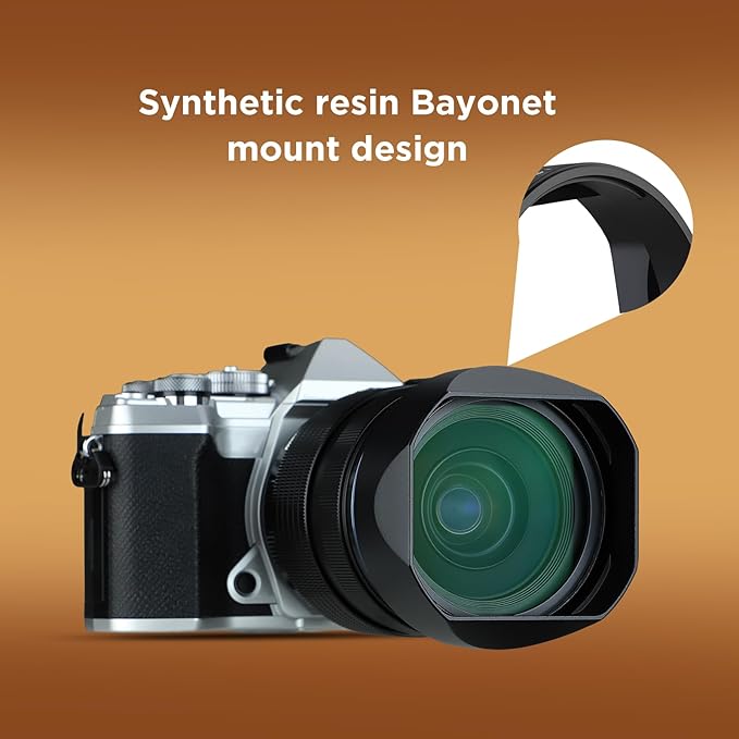 Haoge LH-OP17 Square Metal Lens Hood with Metal Cap Set for Olympus M.ZUIKO ED 17mm f1.2 25MM F1.2 PRO, 12-40mm f2.8 45mm f/1.2 Pro Lens