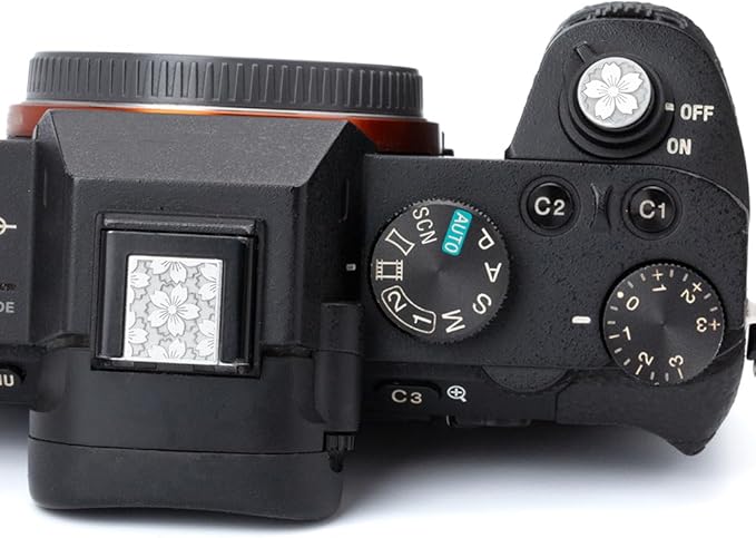 Floral Pattern Camera hot Shoe Cover Shutter Button for Sony A1 A7C A7CR A7CII A7M2 A7M3 A7R4 A7R5 A7S3 A6700 A6600 A6500 (Aluminum Alloy-Set)