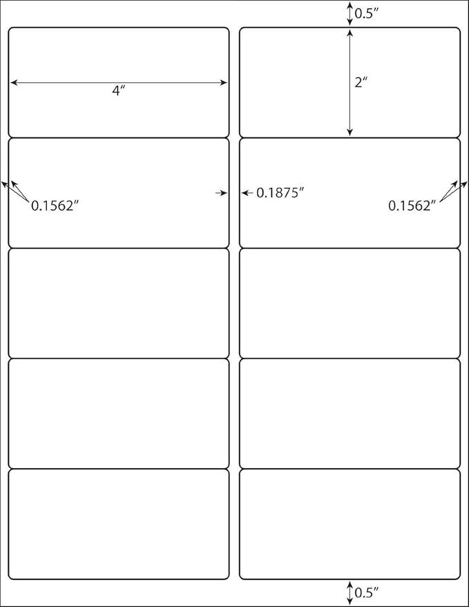 10 Up - Shipping Address Labels - 2" x 4" - 250 Labels