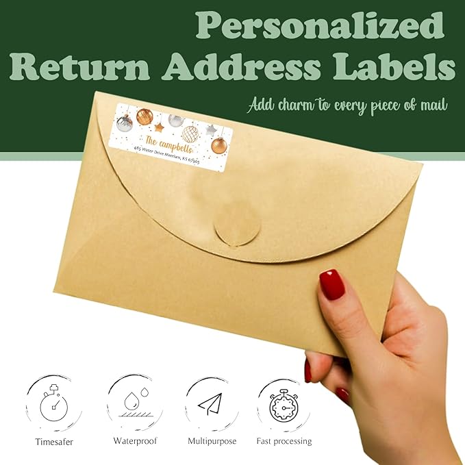 LINMAGCO Personalized Return Address Labels Gold 500 Pcs Mail Labels for Envelopes Weddings Self Adhesive Rectangle Elegant Name Stickers……