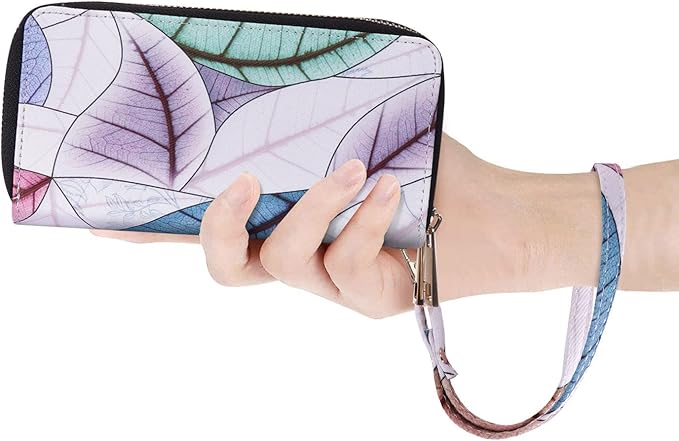 Cellphone Wallet for Women Dual Zipper Long Purse with Removable Wristlet