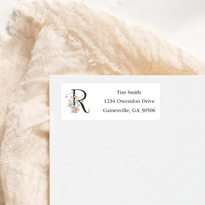 Address Labels Personalized Return Address Labels, 2.6" x 1" Monogram Custom Mailing Label for Envelopes (30-1200) Customized Self Adhesive Stickers Printable Mail Envelope Adress Label, White
