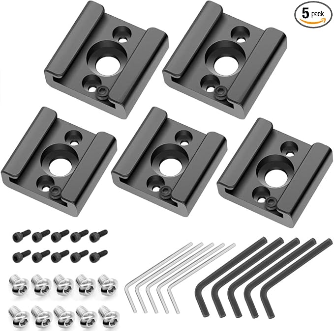 Cold Shoe Mount Adapter Cold Shoe Bracket Standard Shoe Type with 1/4" Thread Hole for Camera DSLR Flash Led Light Monitor Video and More 5Pack