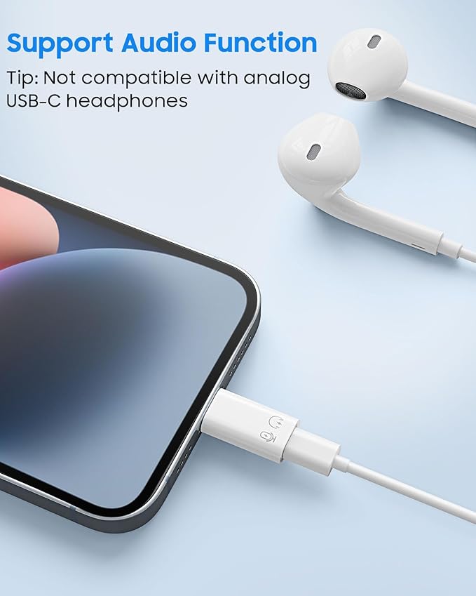 MoKo for DJI Mic Mini USB C to Lightning Adapter, Lightning to USB C Aduio Adapter Compatible with iPhone 14/13/12/11/Wireless Microphone Receiver, Support Charging, Data Transfer, Earpods