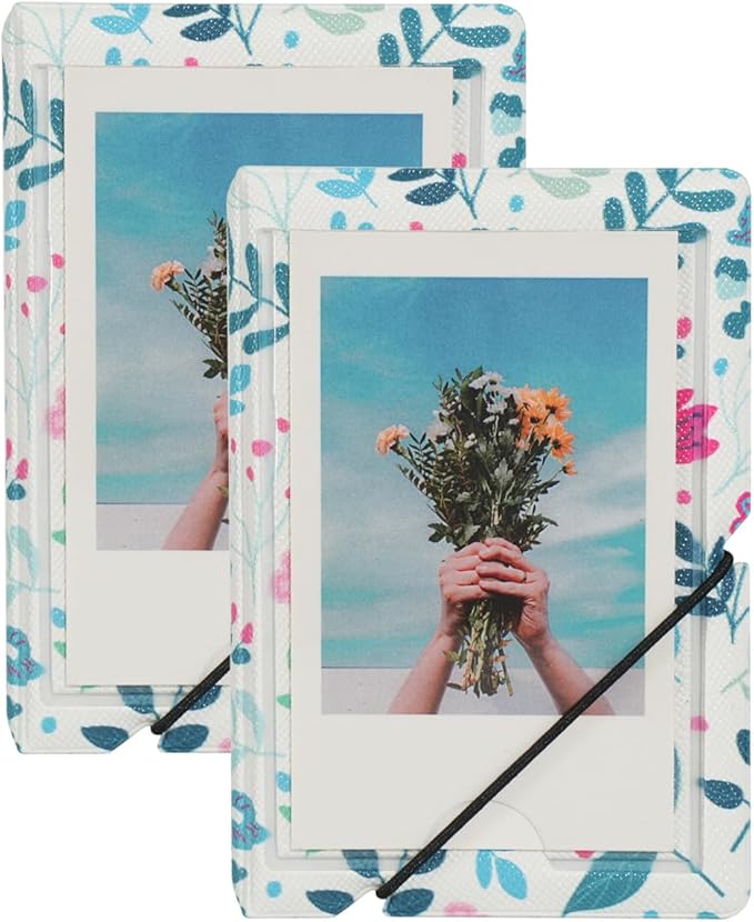 Mini 2x3 Small Polaroid Photo Album Book For 3 Inch Fujifilm Instax Mini 12 11 9 99 8 7+ 40 EVO Camera Film, HP Sprocket, K-pop Photocards. (Modern Floral, 2 Pack)