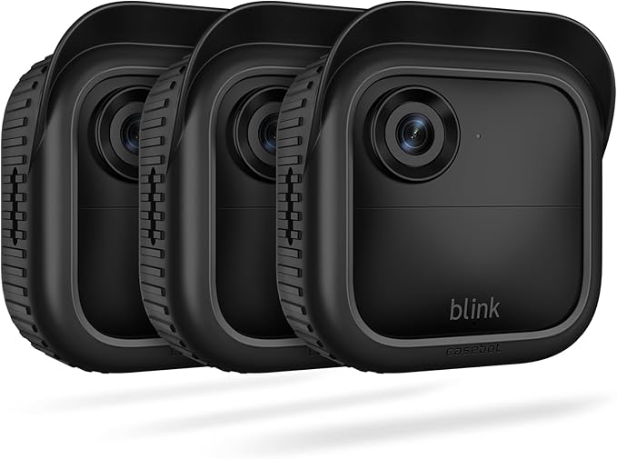 CaseBot Silicone Case for Blink Outdoor 4 (4th Gen) /2K+ - [3-Pack] Weatherproof Skin Cover with Hat Brim Accessories for Blink Outdoor 2K+ Smart Security Camera, Black