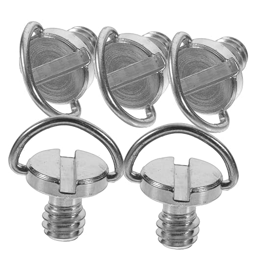 TEHAUX 5Pcs D Ring Camera Screws Tripod Mount Screws for Quick Release Plates and for Tripods and Monopods Durable Camera Accessories