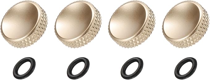 PATIKIL Camera Shutter Button, 4 Pack 12mm Concave Surface Shutter Release Buttons Pure Copper Camera Button for Nikon for Fujifilm for Leica DSLR/SLR, Matte Gold
