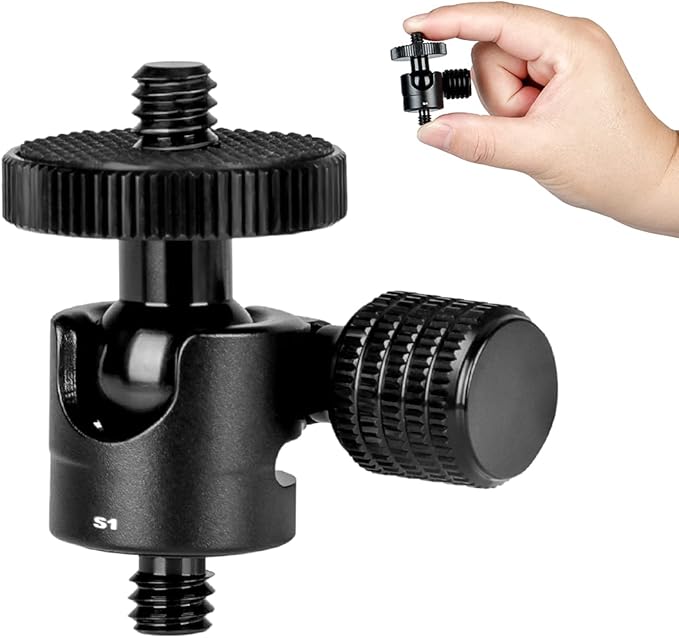 Koolehaoda Mini Ballhead Camera Tripod Ball Head Mount with 1/4" to1/4 Screw Connector