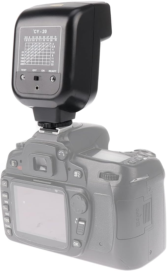 FocusFoto YINYAN CY-20 Universal Hot Shoe On-Camera Flash Speedlite Electronic Speedlight with Sync Port for Nikon Canon Panasonic Olympus Pentax Alpha Digital DSLR Camera Flash Light