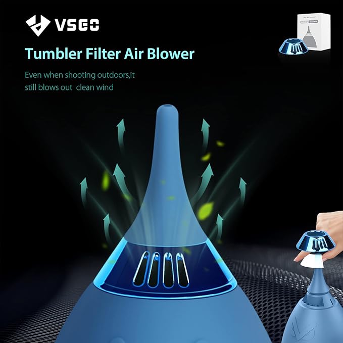 VSGO Camera Air Blower with Filter Compressed Air for for Nikon, Sony, Canon Lens and Sensor Cleaning, Tumbler Design Blue (V-B012E)