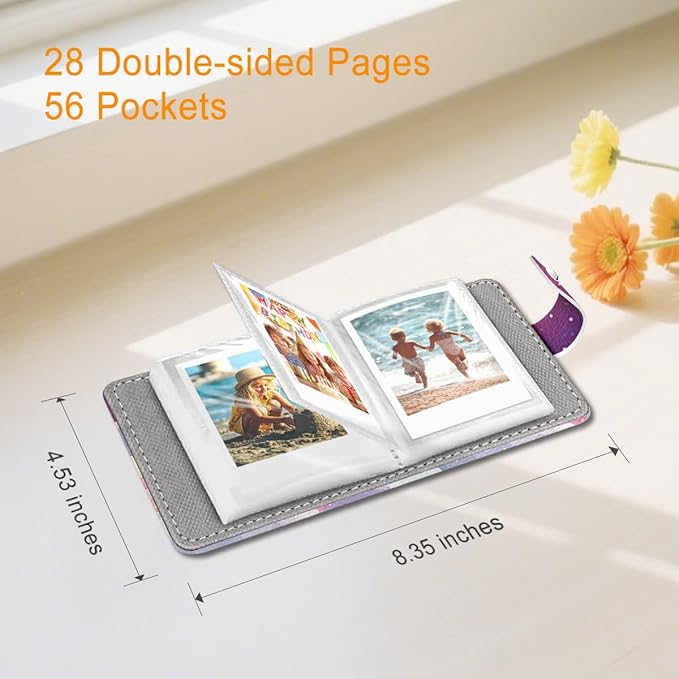 Lebrocoli Night Sky Moon Small Photos Album for 2x3 Inch Films, 56 Pockets Mini Cute Albums Book for Polaroid Fujifilm Instax Mini Instant Camera Printer, Kpop Photocard Pictures Binders Storage
