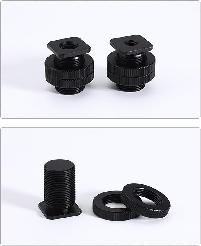 Camera Tripod Adapter Mount Kit 1/4 to 1/4 Screws, 1/4 to 3/8 Converter Thread Screw, Hot Shoe Male or Female Screw Set for Tripod Monopod Flash Plate Mount(2pcs 5/8 Mic. Screw)