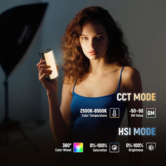 NEEWER Magnetic Handheld Light Wand with Desk Tripod, 17 Scenes, APP Control 360° Full RGB Mini LED Video Lighting Stick, 2500K-8500K Dimmable CRI97 for Photography Vlog TikTok, 2550mAh Battery, TL97C