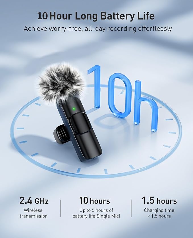 3-in-1 Mini Microphone for iPhone: Wireless Lavalier Microphones for iOS/Android/Camera - Noise Reduction Lapel Mic, Clip on Mic for Video Recording Vlog, YouTube, Interview, Gifts