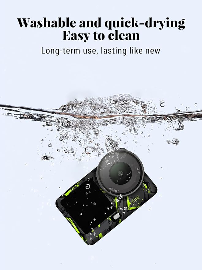 ZBAGUG for DJI Action 6 Skin Full Body Wrap, Anti-Scratch Waterproof Protective Sticker, Full Coverage Action Cam Wrap, for DJI Action 6 Accessories, Black Green
