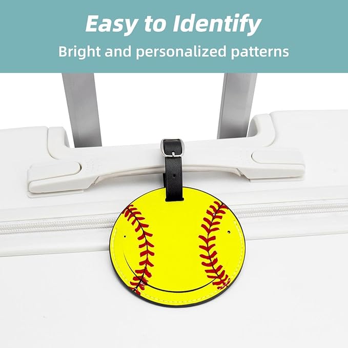 2 Pieces Softball Print Luggage Tags