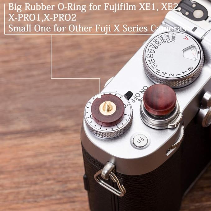 VKO Wood Soft Shutter Release Button,Delicate Camera Shutter Button 12mm Concave Surface Red(Wood Grain Random)