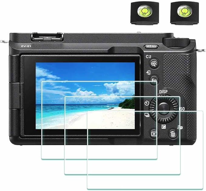 Screen Protector for Sony Alpha A7C II A6700 6700 7C II ZV-E1 ZVE1 A7C2 Camera & Hot Shoe Cover 0.3mm 9H Hardness Tempered Glass Cover Anti-Scrach Anti-Fingerprint Anti-Bubble [3+2 Pack]