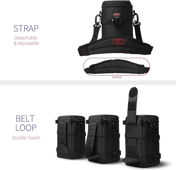 BPAULL Camera Lens Case DSLR Camera Lens Bag Fits for Canon Nikon Pentax Sony Olympus Panasonic and Other Camera Lens
